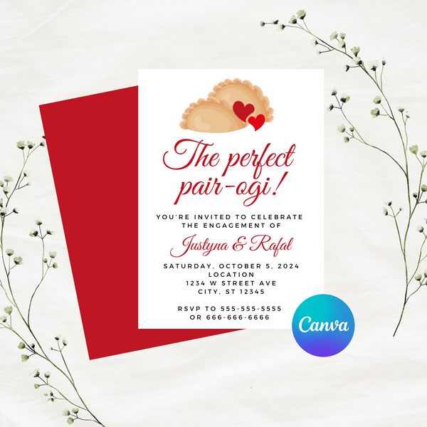 DIGITAL DOWNLOAD ONLY The Perfect Pair-ogi Engagement Editable Invitation 5x7