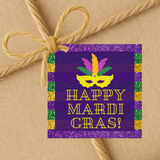 INSTANT DOWNLOAD Glitter Happy Mardi Gras Square Gift Tags 2.5x2.5