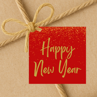 INSTANT DOWNLOAD Red Happy New Year Square Gift Tags 2.5x2.5