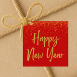 INSTANT DOWNLOAD Red Happy New Year Square Gift Tags 2.5x2.5
