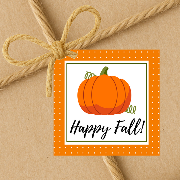 INSTANT DOWNLOAD Happy Fall Pumpkin Square Gift Tags 2.5x2.5