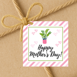 INSTANT DOWNLOAD Plant Happy Mother's Day Square Gift Tags 2.5x2.5