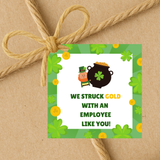INSTANT DOWNLOAD We Struck Gold With An Employee Like You Square Gift Tags 2.5x2.5