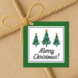 INSTANT DOWNLOAD Christmas Tree Merry Christmas Square Gift Tags 2.5x2.5