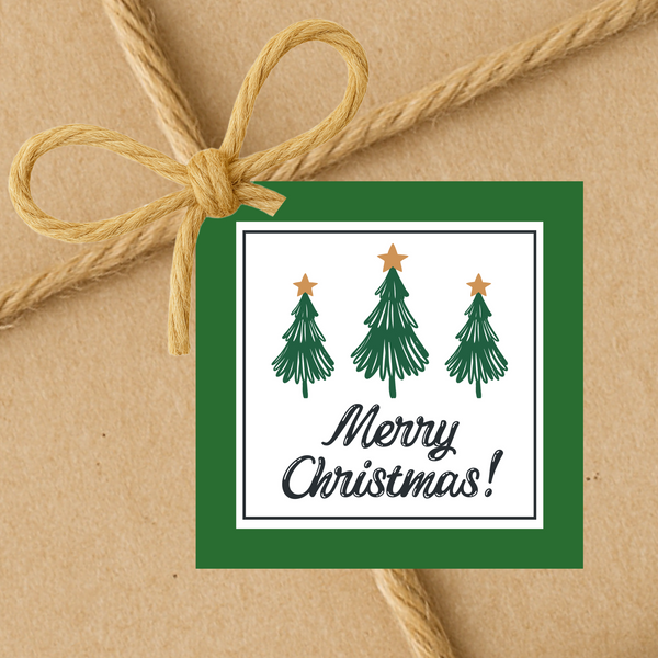 INSTANT DOWNLOAD Christmas Tree Merry Christmas Square Gift Tags 2.5x2.5