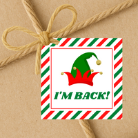 INSTANT DOWNLOAD I'm Back Elf Square Gift Tags 2.5x2.5
