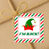 INSTANT DOWNLOAD I'm Back Elf Square Gift Tags 2.5x2.5