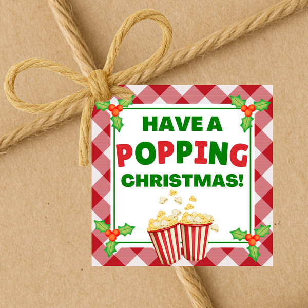 INSTANT DOWNLOAD Have A Popping Christmas Square Gift Tags 2.5x2.5