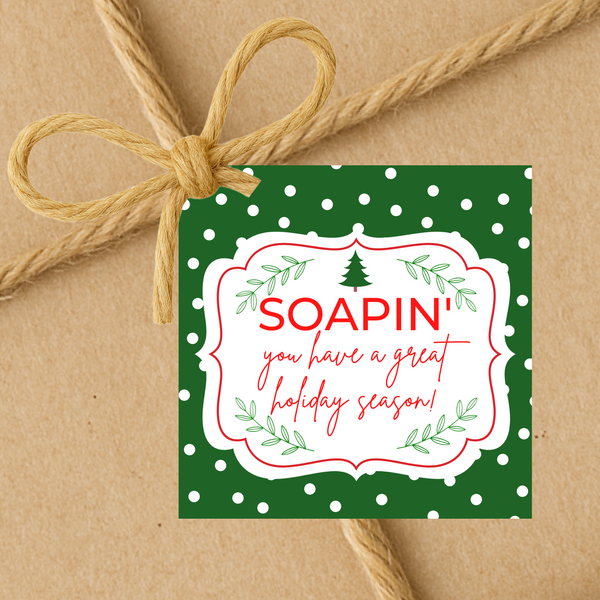 INSTANT DOWNLOAD Soapin' You Have A Great Holiday Season Square Gift Tags 2.5x2.5