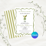 Editable Green A Tini One Is On The Way Baby Shower Invitation | Instant Download | Canva Template | 5x7