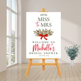 Editable Christmas From Miss To Mrs Welcome Sign – Christmas Theme, Instant Download, Canva Template, 18x24, 20x30, 24x36