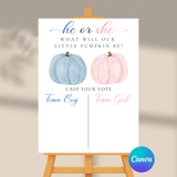 DIGITAL DOWNLOAD ONLY Fall Pink And Blue Pumpkin Gender Reveal Party Voting Poster