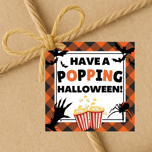 INSTANT DOWNLOAD Have A Popping Halloween Square Gift Tags 2.5x2.5