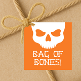 Orange Skull Bag Of Bones | Halloween Gift Tags | Instant Download | 2.5x2.5