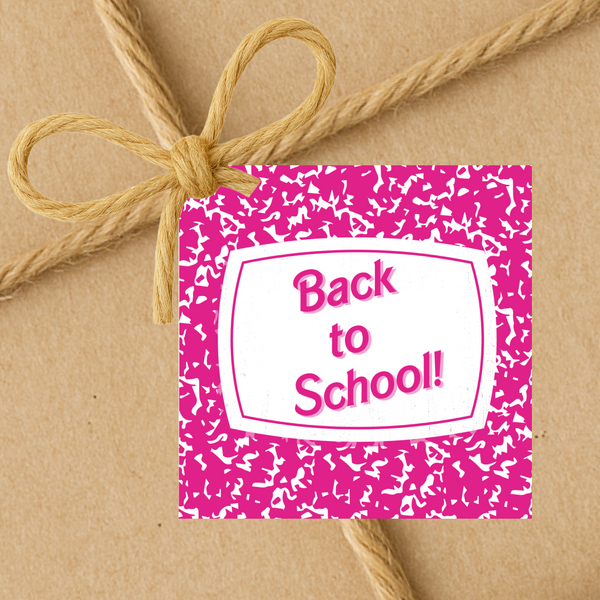 Pink Notebook Back To School | Back To School Gift Tags | Instant Download | 2.5x2.5