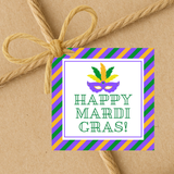 INSTANT DOWNLOAD Happy Mardi Gras Square Gift Tags 2.5x2.5