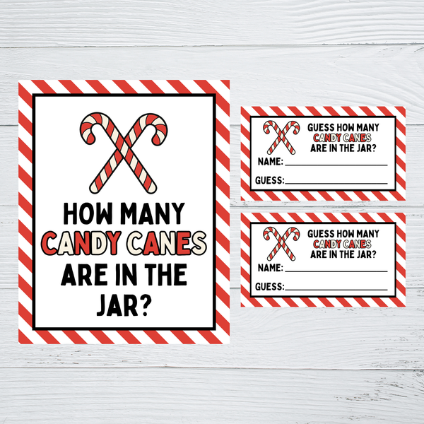 INSTANT DOWNLOAD Christmas Guess How Many Candy Canes Are In The Jar Guessing Game