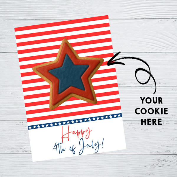 INSTANT DOWNLOAD Patriotic Happy 4th Of July Cookie Cards 3.5x5