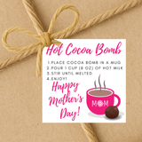 INSTANT DOWNLOAD Happy Mother's Day Hot Cocoa Bomb Gift Tags 2x2