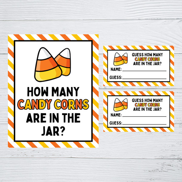 INSTANT DOWNLOAD Guess How Many Candy Corns Are In The Jar Guessing Game