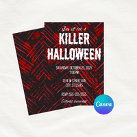 Editable Killer Halloween Party Invitation Template 5x7