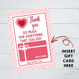 INSTANT DOWNLOAD Thank You So Much For Everything That You Do Happy Valentine's Day Gift Card Holder 5x7