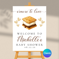 Editable S'more To Love Baby Shower Welcome Sign | S'mores Theme | Instant Download | Canva Template | 18x24, 24x36
