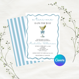 Editable Blue A Tini One Is On The Way Baby Shower Invitation | Instant Download | Canva Template | 5x7