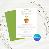 Editable A Little Sprout Is On The Way Baby Shower Invitation Template | Instant Download | Canva Template | 5x7