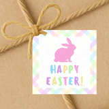 INSTANT DOWNLOAD Plaid Happy Easter Square Gift Tags 2.5x2.5