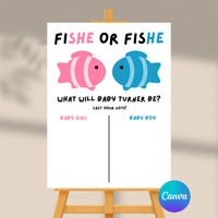 DIGITAL DOWNLOAD ONLY Fish Themed Gender Reveal Party Voting Poster