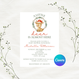Editable Christmas A Little Deer Is Almost Here Baby Shower Invitation Template | Christmas Theme | Instant Download | Canva Template | 5x7