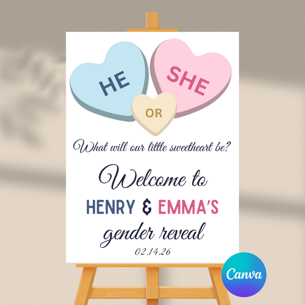 DIGITAL DOWNLOAD ONLY Valentine's Candy Heart Gender Reveal Welcome Sign