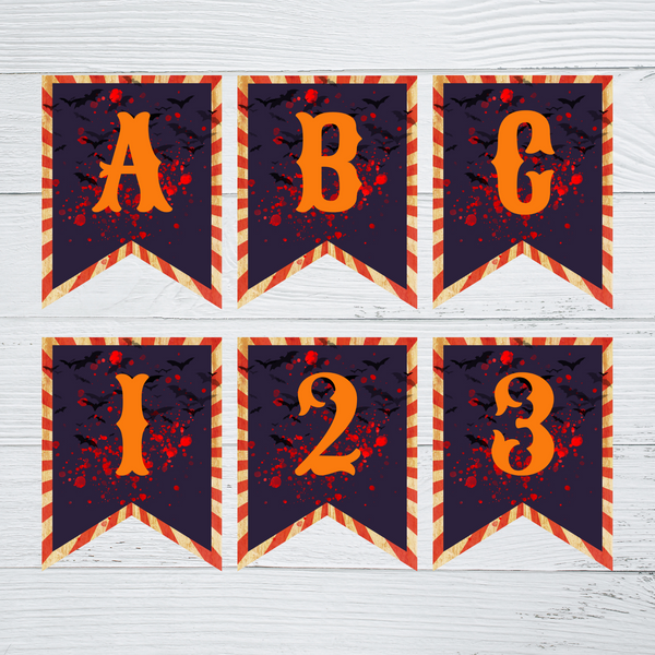INSTANT DOWNLOAD Printable Halloween Circus/Carnival Themed Banner 5x7
