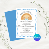 Editable Blue Polish A Little Pierog Is On The Way Baby Shower Invitation | Instant Download | Canva Template | 5x7