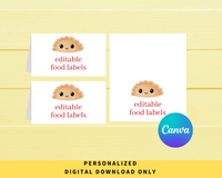 DIGITAL DOWNLOAD ONLY Editable A Little Pierog Is On The Way Baby Shower Food Label Tents