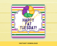 INSTANT DOWNLOAD Mardi Gras Happy Fat Tuesday Square Gift Tags 2.5x2.5