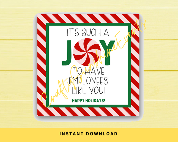 INSTANT DOWNLOAD It's Such A Joy To Have Employees Like You Happy Holidays Square Gift Tags 2.5x2.5