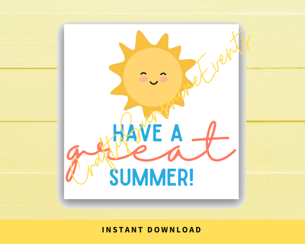 INSTANT DOWNLOAD Have A Great Summer Square Gift Tags 2.5x2.5
