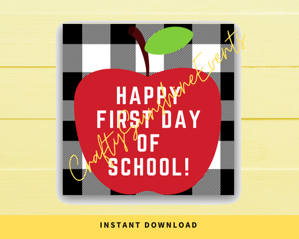 INSTANT DOWNLOAD Apple Happy First Day Of School Square Gift Tags 2.5x2.5