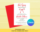 DIGITAL DOWNLOAD ONLY Christmas She's Tying The Knot Bridal Shower Editable Invitation 5x7