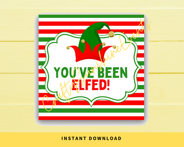 INSTANT DOWNLOAD You've Been Elfed Christmas Square Gift Tags 2.5x2.5