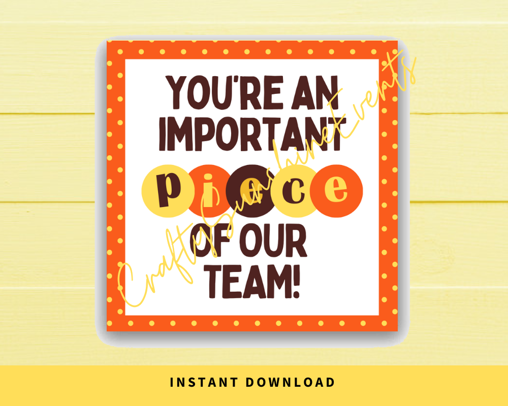 instant-download-you-re-an-important-piece-of-our-team-square-gift-tag-craftysunshineevents for Free Printable Reese S Thank You Printable INSTANT DOWNLOAD You're An Important Piece Of Our Team Square Gift Tag – CraftySunshineEvents for Free Printable Reese S Thank You Printable