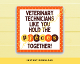 INSTANT DOWNLOAD Veterinary Technicians Like You Hold The Pieces Together Square Gift Tags 2.5x2.5