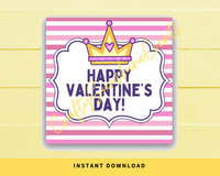 INSTANT DOWNLOAD Princess Happy Valentine's Day Square Gift Tags 2.5x2.5