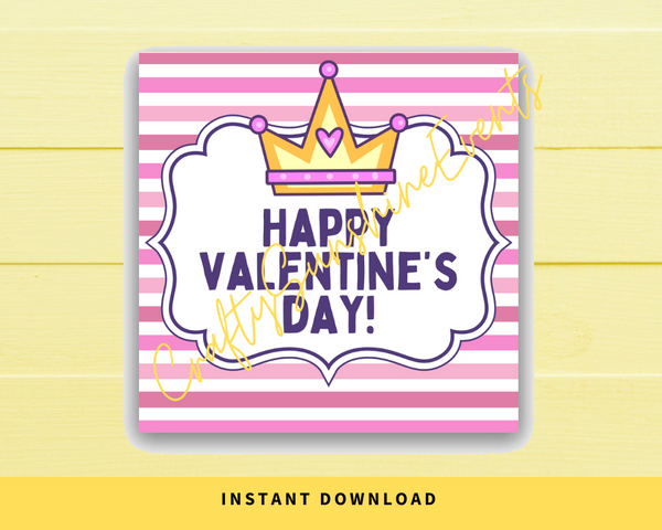INSTANT DOWNLOAD Princess Happy Valentine's Day Square Gift Tags 2.5x2.5