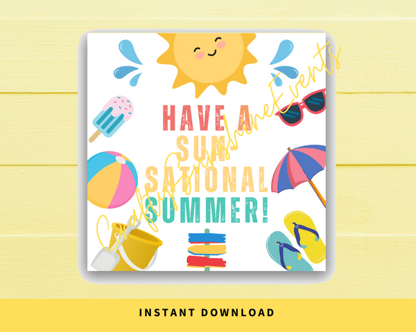 INSTANT DOWNLOAD Have A Sunsational Summer Square Gift Tags 2.5x2.5