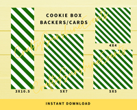 INSTANT DOWNLOAD Green Stripe Cookie Box Backers, Cookie Packaging, Cookie Cards