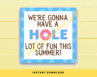 INSTANT DOWNLOAD We're Gonna Have A Hole Lot Of Fun This Summer Square Gift Tags 2.5x2.5