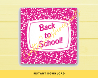 INSTANT DOWNLOAD Pink Back To School Square Gift Tags 2.5x2.5